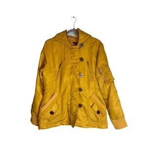 Nautica Mustard Yellow Nautical Hooded Utility Jacket